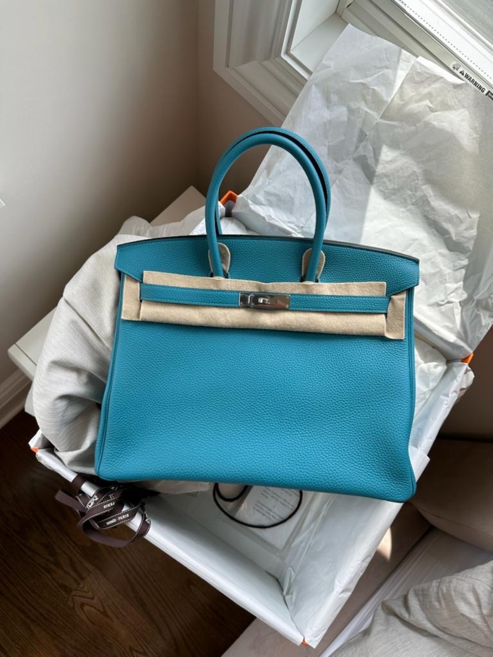 Hermes Birkin 35 in Turquoise Togo Palladium hardware
